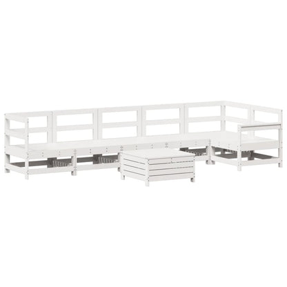 7-delige Loungeset massief grenenhout wit