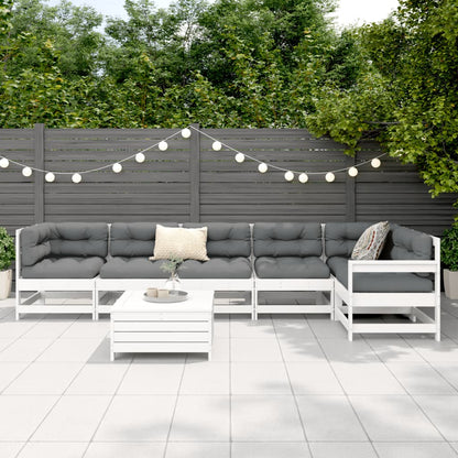 7-delige Loungeset massief grenenhout wit
