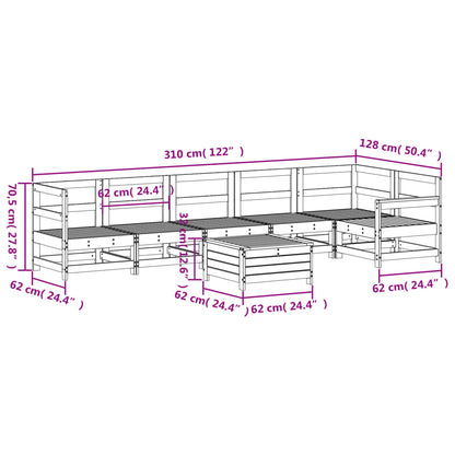 7-delige Loungeset massief grenenhout wit