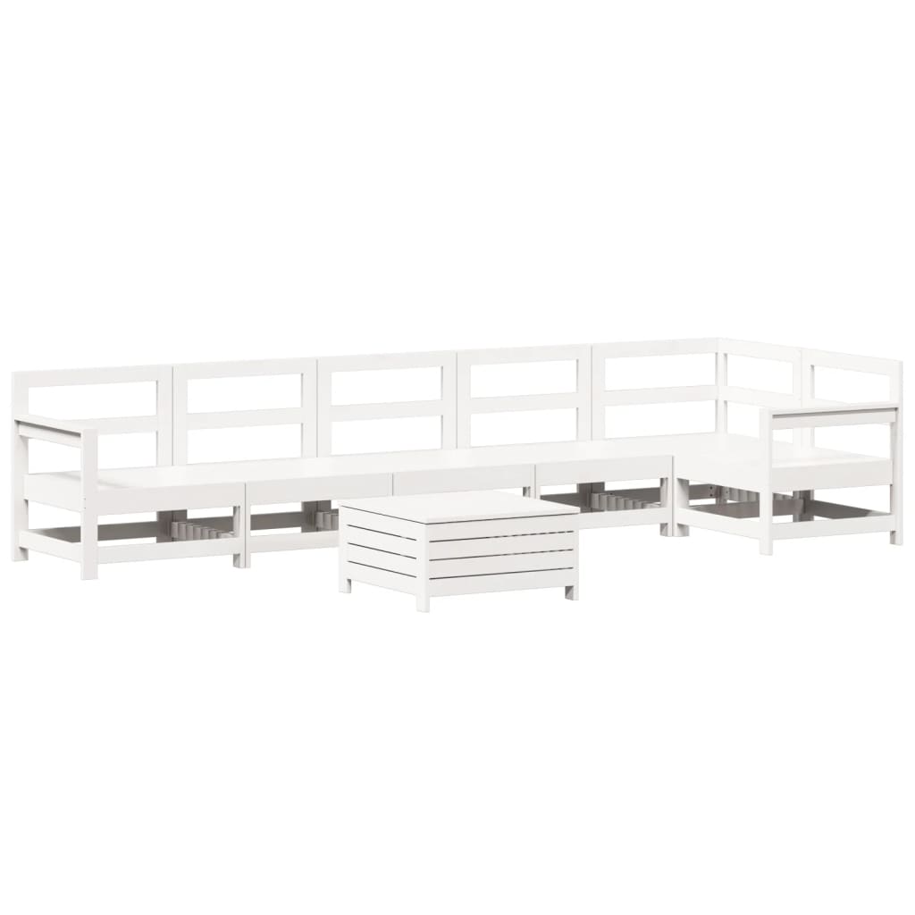 7-delige Loungeset massief grenenhout wit
