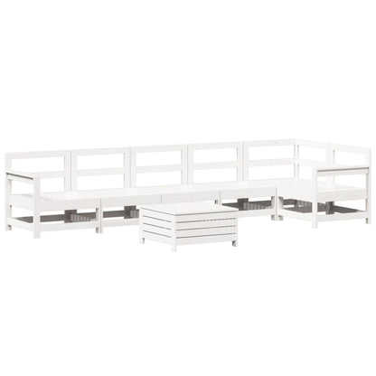 7-delige Loungeset massief grenenhout wit