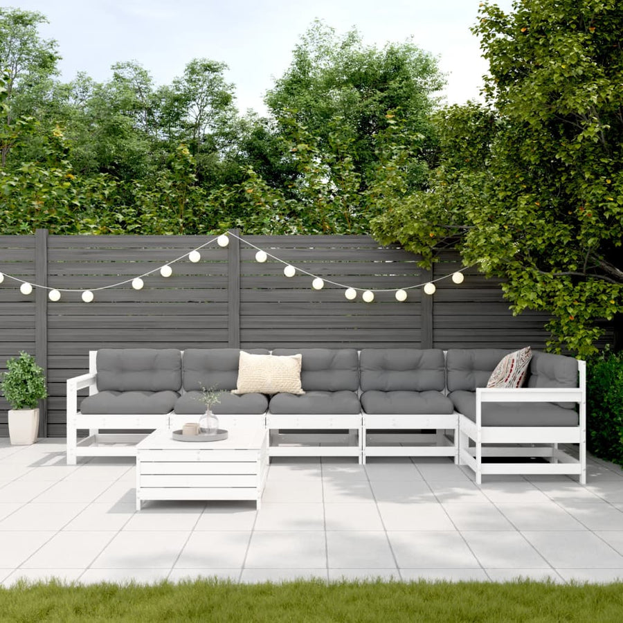 7-delige Loungeset massief grenenhout wit