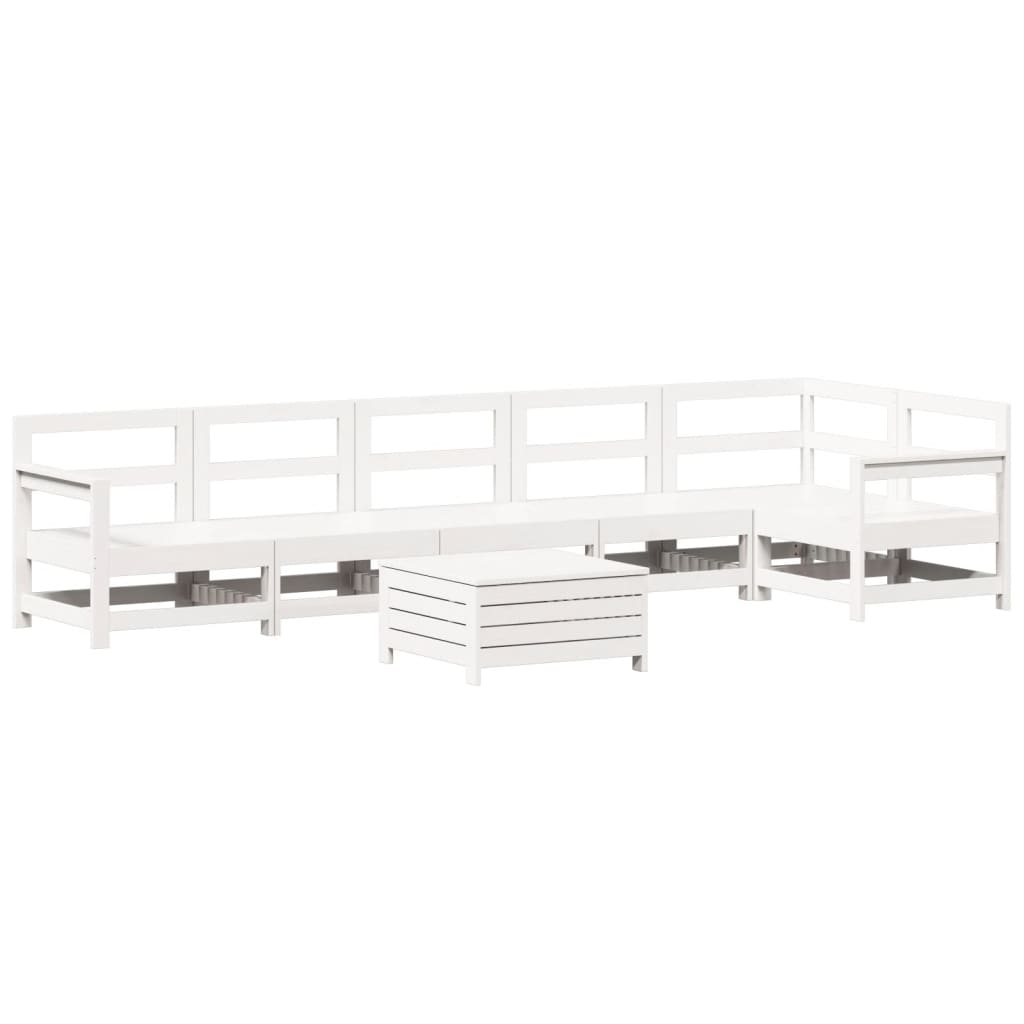 7-delige Loungeset massief grenenhout wit