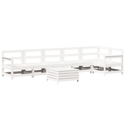 7-delige Loungeset massief grenenhout wit