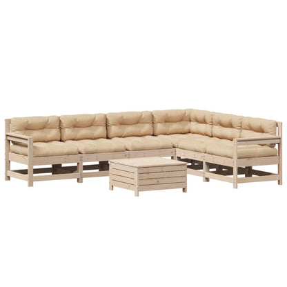 7-Delige Loungeset Met Kussens Massief Grenenhout