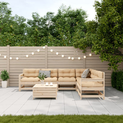 7-Delige Loungeset Met Kussens Massief Grenenhout