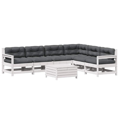 7-Delige Loungeset Met Kussens Massief Grenenhout Wit Wit grenenhout