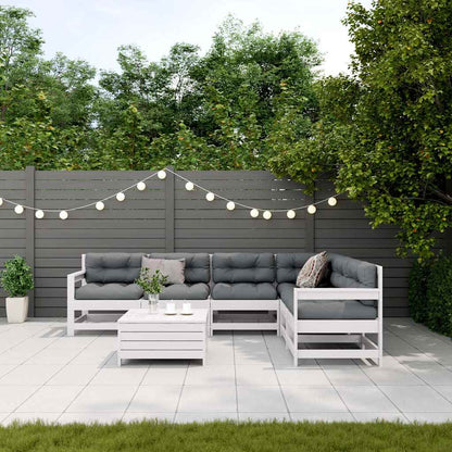7-Delige Loungeset Met Kussens Massief Grenenhout Wit Wit grenenhout