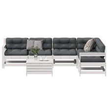 7-Delige Loungeset Met Kussens Massief Grenenhout Wit Wit grenenhout