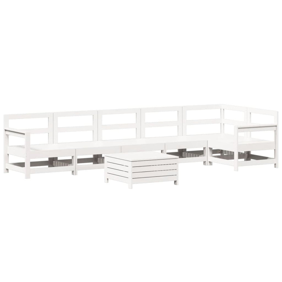 7-delige Loungeset massief grenenhout wit