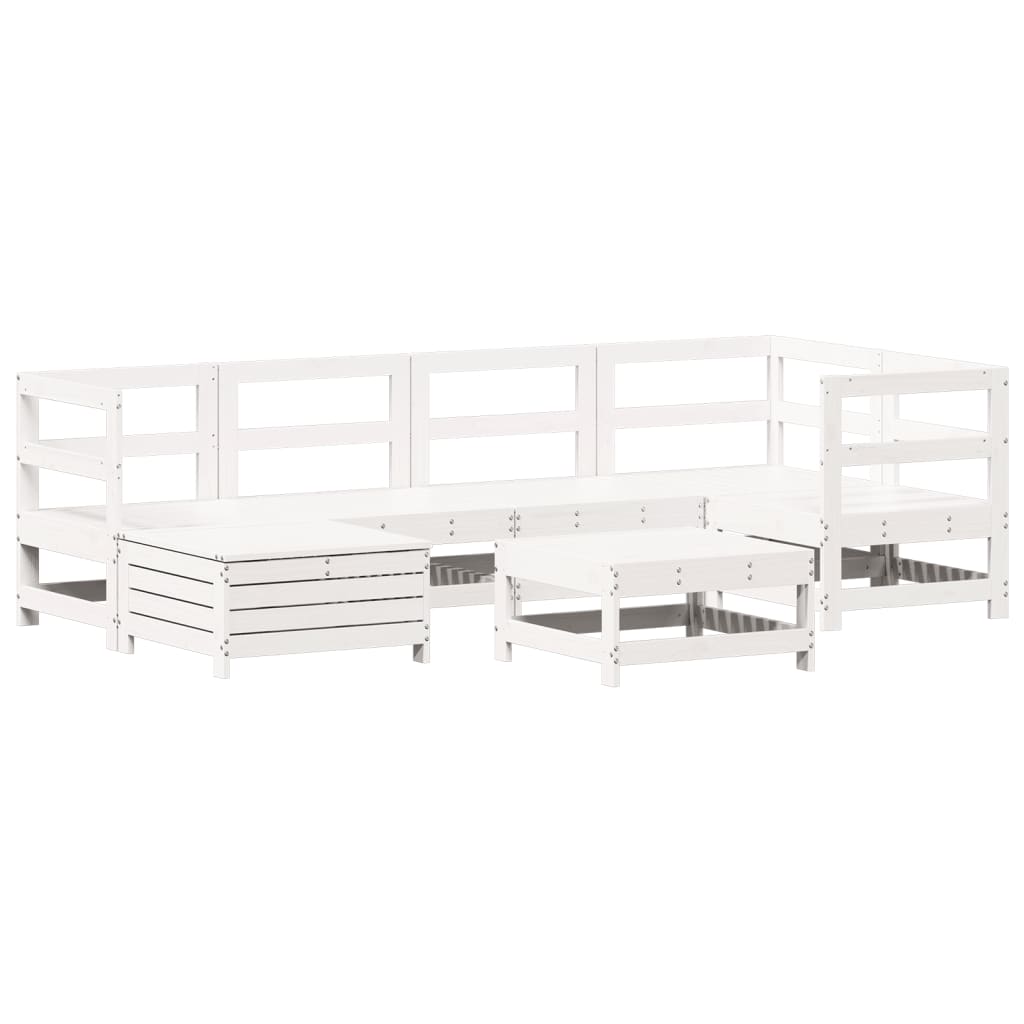 7-delige Loungeset massief grenenhout wit
