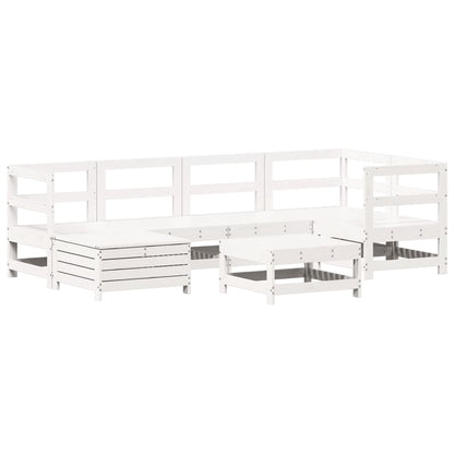7-delige Loungeset massief grenenhout wit