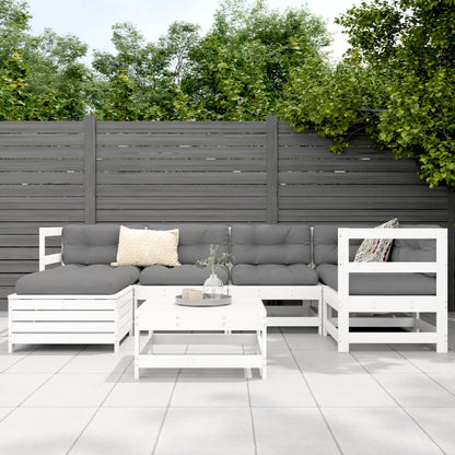 7-delige Loungeset massief grenenhout wit