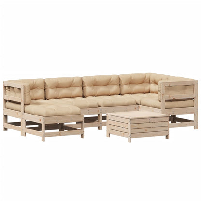 7-delige Loungeset met kussens massief grenenhout