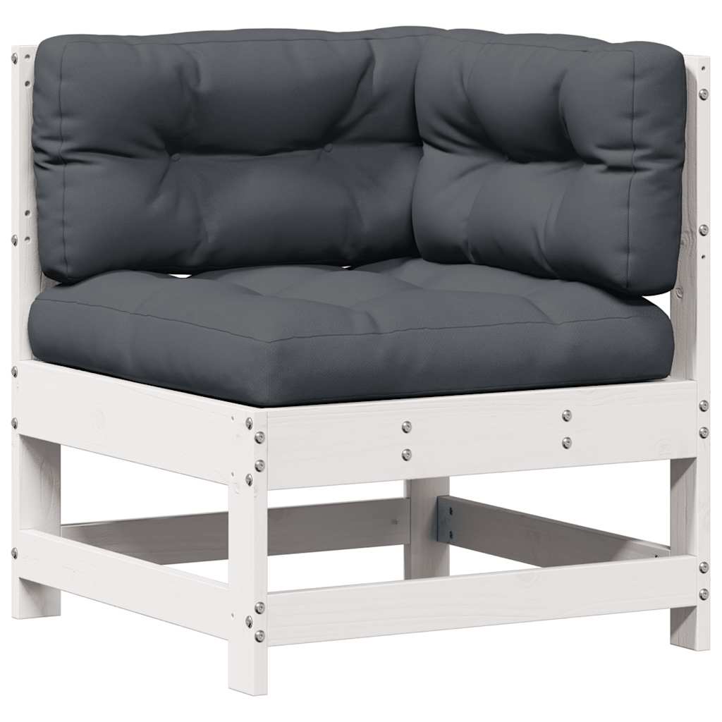 7-Delige Loungeset Met Kussens Massief Grenenhout Wit Wit grenenhout