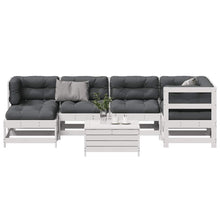 7-Delige Loungeset Met Kussens Massief Grenenhout Wit Wit grenenhout