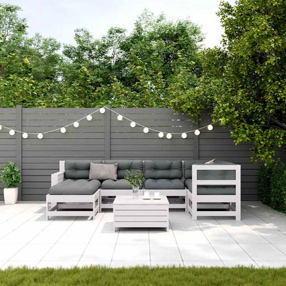 7-Delige Loungeset Met Kussens Massief Grenenhout Wit