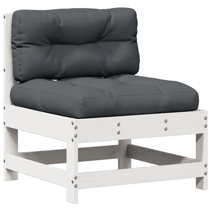 7-Delige Loungeset Met Kussens Massief Grenenhout Wit