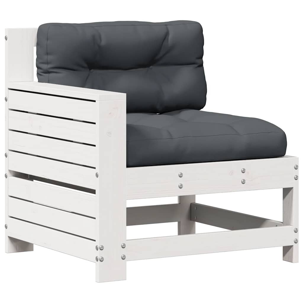 7-Delige Loungeset Met Kussens Massief Grenenhout Wit