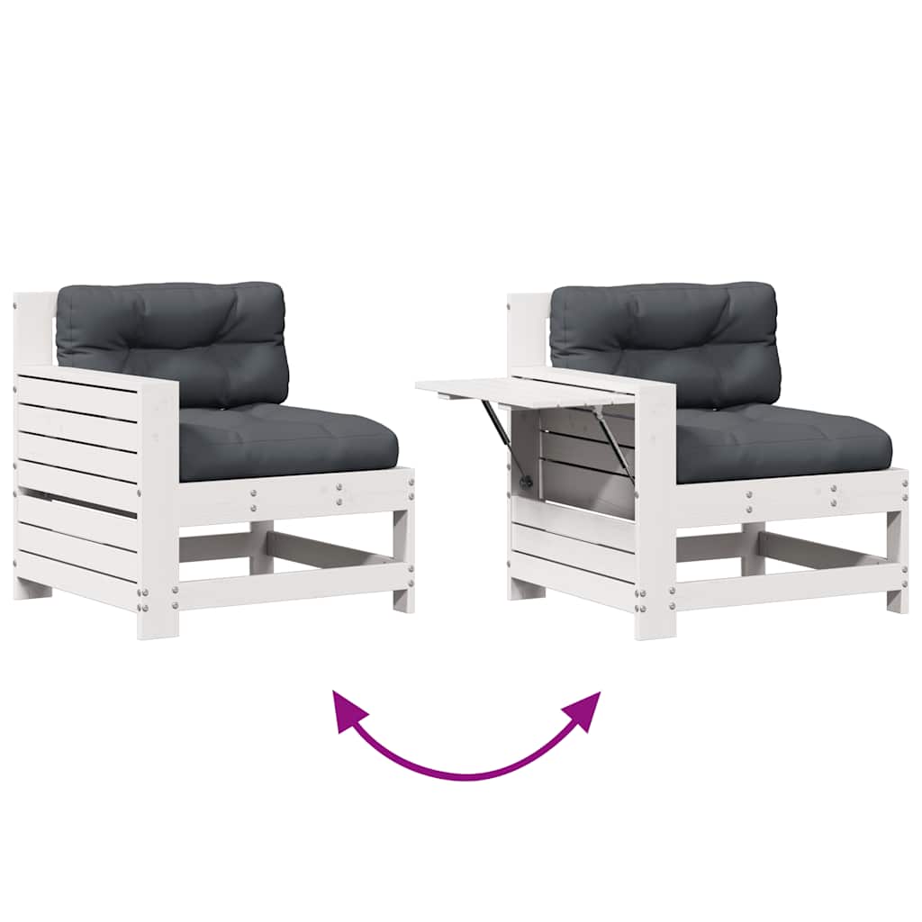 7-Delige Loungeset Met Kussens Massief Grenenhout Wit