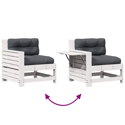 7-Delige Loungeset Met Kussens Massief Grenenhout Wit