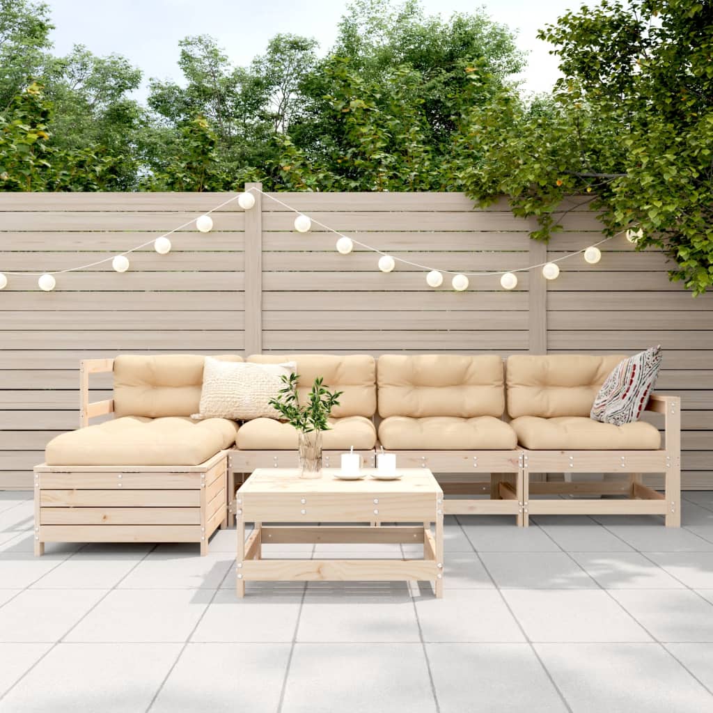 6-delige Loungeset massief grenenhout