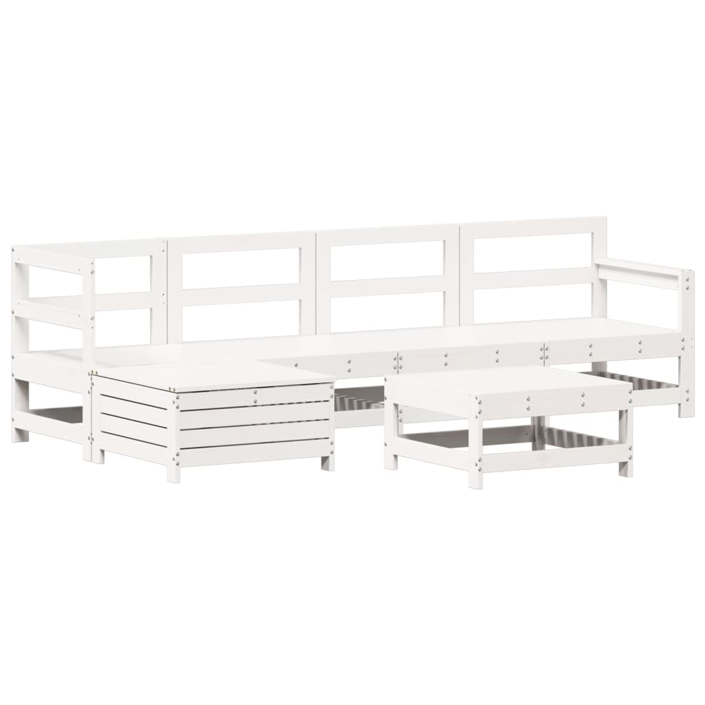 6-delige Loungeset massief grenenhout wit