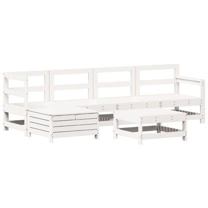 6-delige Loungeset massief grenenhout wit