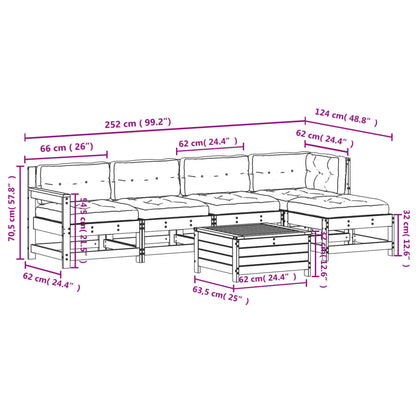 6-Delige Loungeset Met Kussens Massief Grenenhout Wit