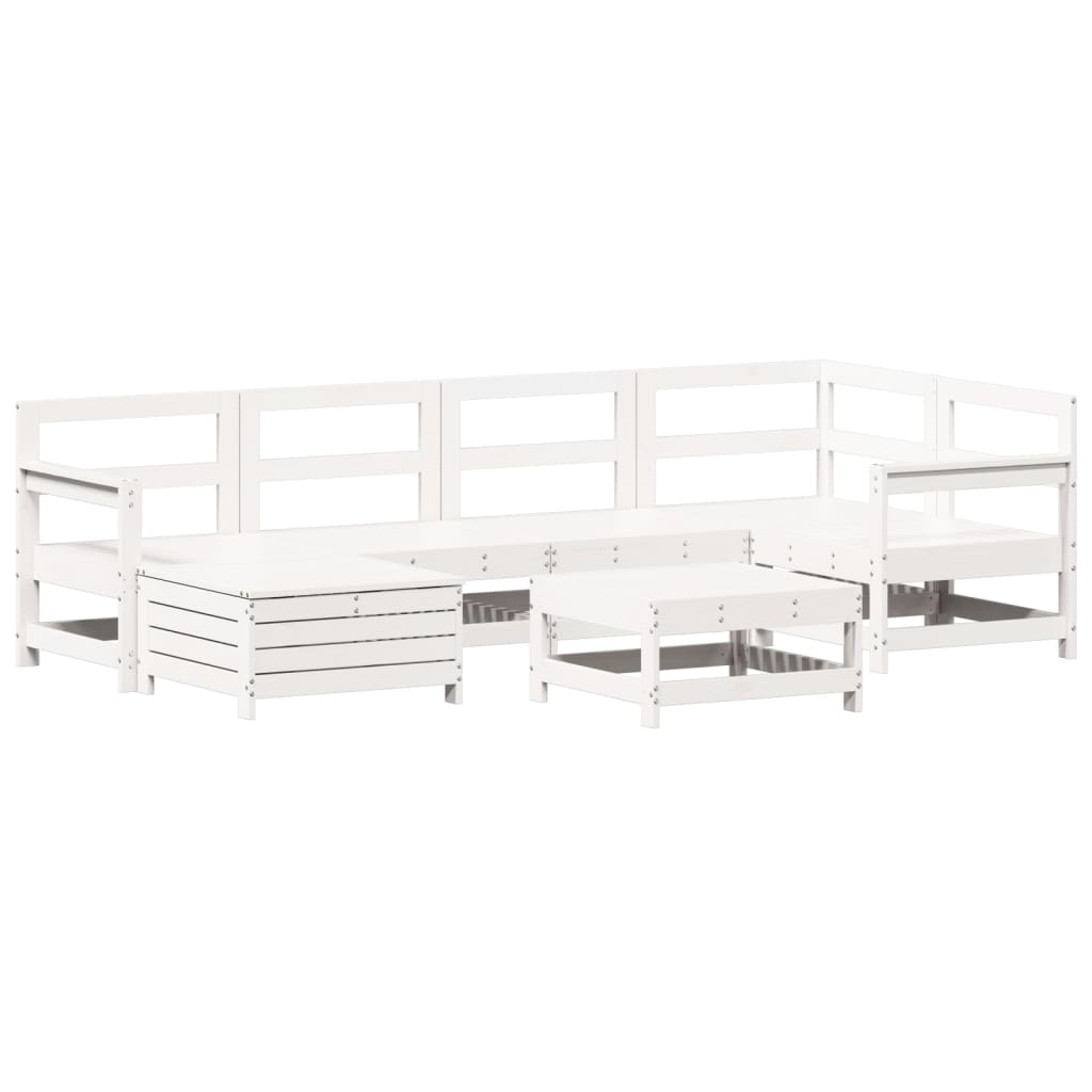 7-delige Loungeset massief grenenhout wit