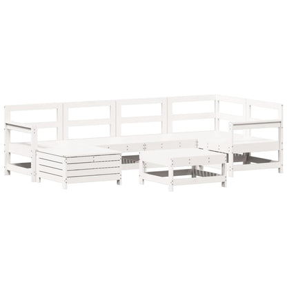 7-delige Loungeset massief grenenhout wit