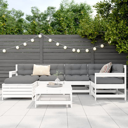 7-delige Loungeset massief grenenhout wit