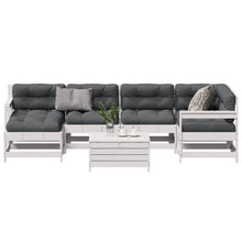 7-Delige Loungeset Met Kussens Massief Grenenhout Wit Wit grenenhout