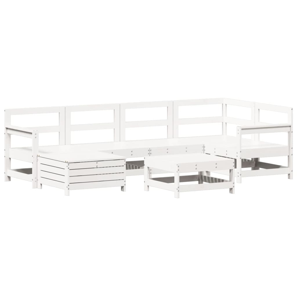 7-delige Loungeset massief grenenhout wit