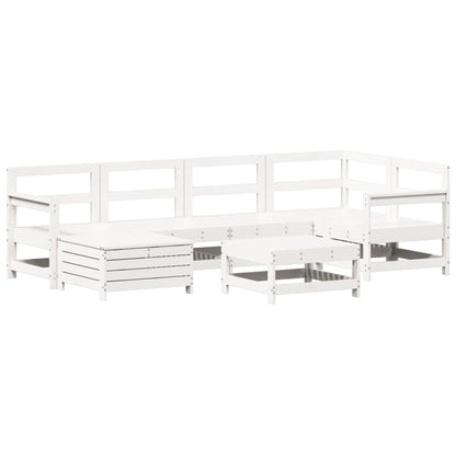 7-delige Loungeset massief grenenhout wit