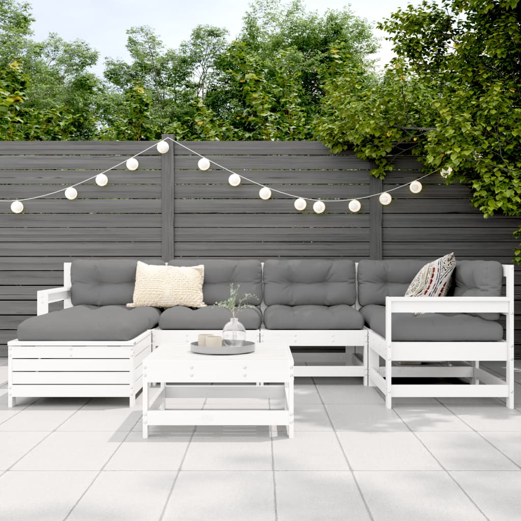 7-delige Loungeset massief grenenhout wit