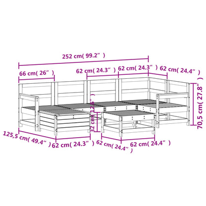 7-delige Loungeset massief grenenhout wit