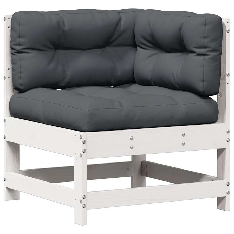 7-Delige Loungeset Met Kussens Massief Grenenhout Wit Wit grenenhout