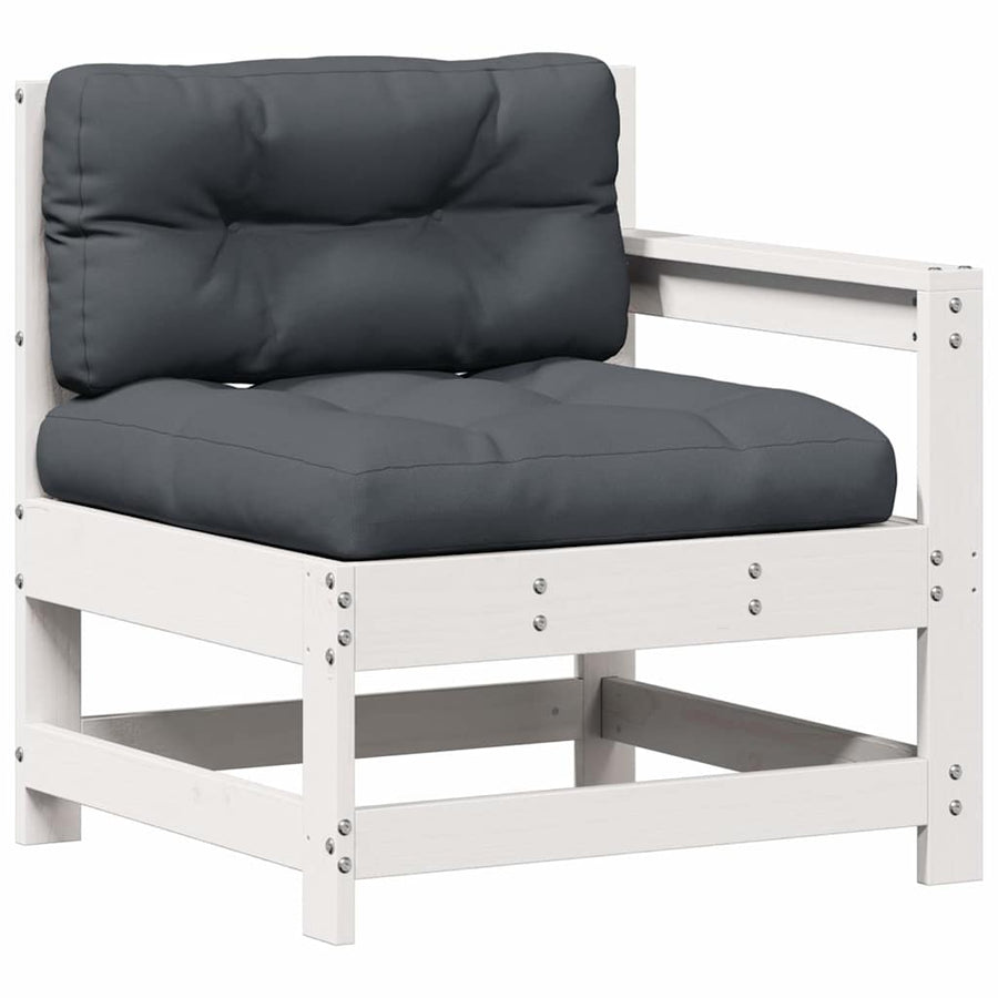 7-Delige Loungeset Met Kussens Massief Grenenhout Wit Wit grenenhout