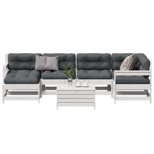 7-Delige Loungeset Met Kussens Massief Grenenhout Wit Wit grenenhout