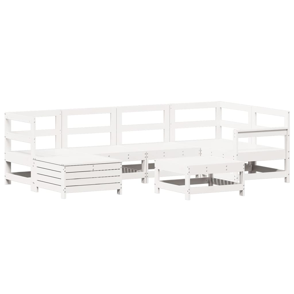 7-delige Loungeset massief grenenhout wit