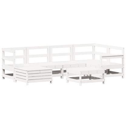 7-delige Loungeset massief grenenhout wit