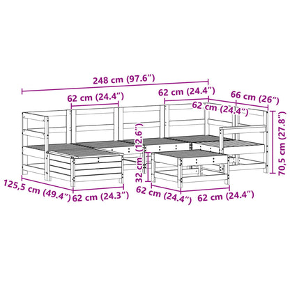 7-delige Loungeset massief grenenhout wit
