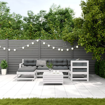 7-Delige Loungeset Met Kussens Massief Grenenhout Wit