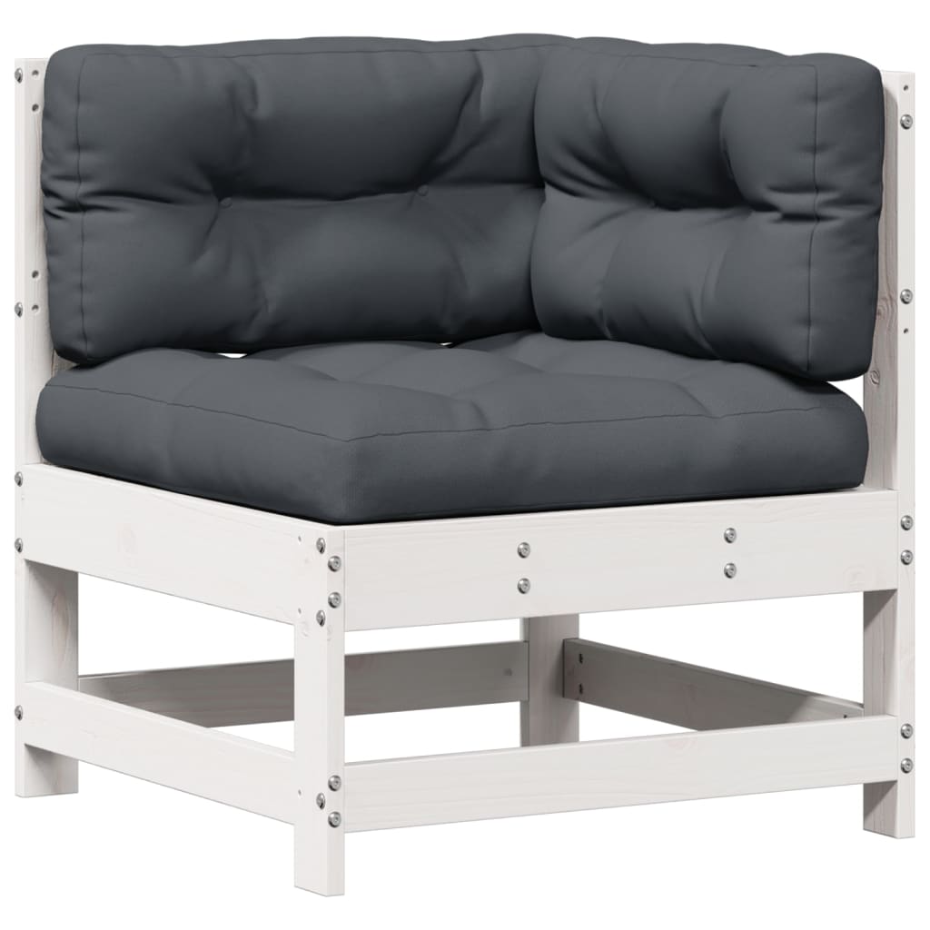7-Delige Loungeset Met Kussens Massief Grenenhout Wit