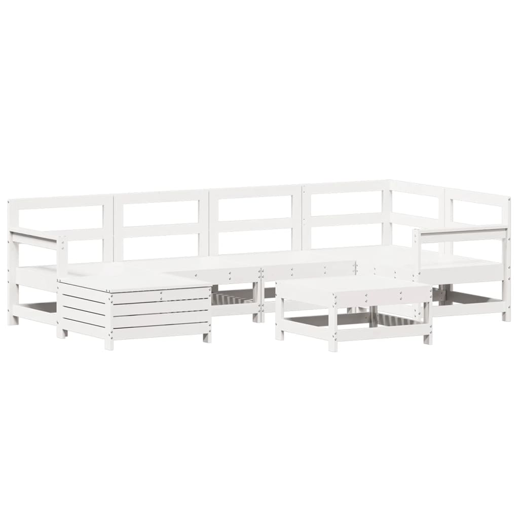 7-delige Loungeset massief grenenhout wit