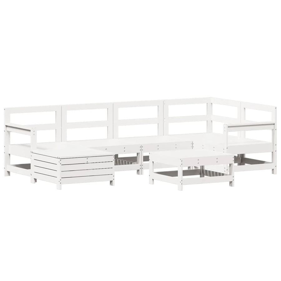 7-delige Loungeset massief grenenhout wit