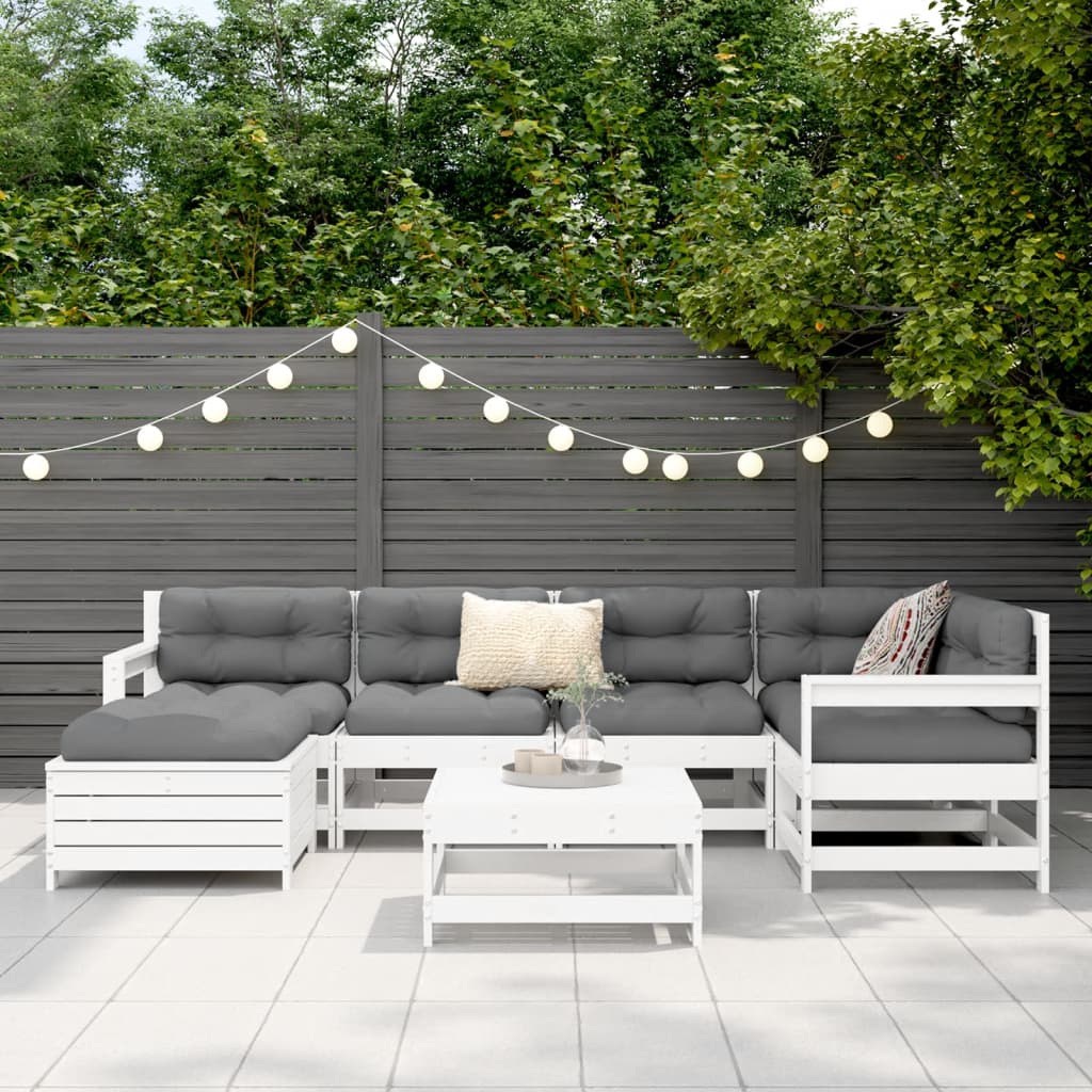 7-delige Loungeset massief grenenhout wit