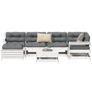 7-piece Lounge Set Solid Pine Wood White