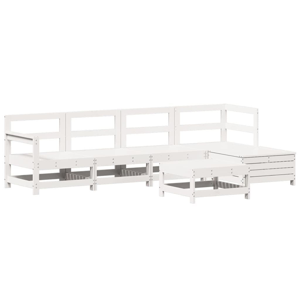 6-delige Loungeset massief grenenhout wit